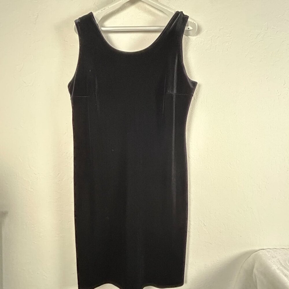 Onyx Nite By Wendye Chaitin Womens Black Velvet Sleeveless Shift Dress Size 18